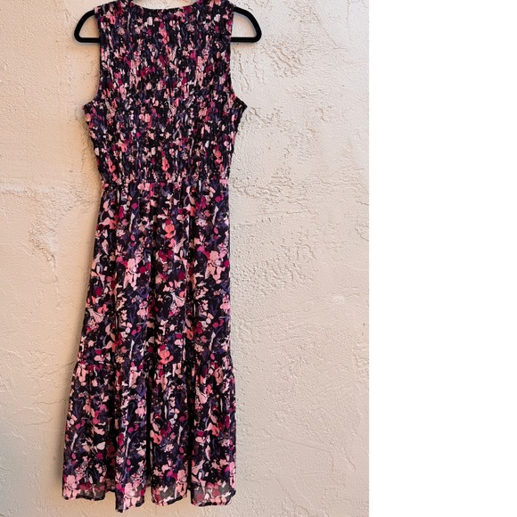 Evereve Womens Smocked Floral Midi Dress Boho Cottage Garden Flowy Romantic - Picture 7 of 10